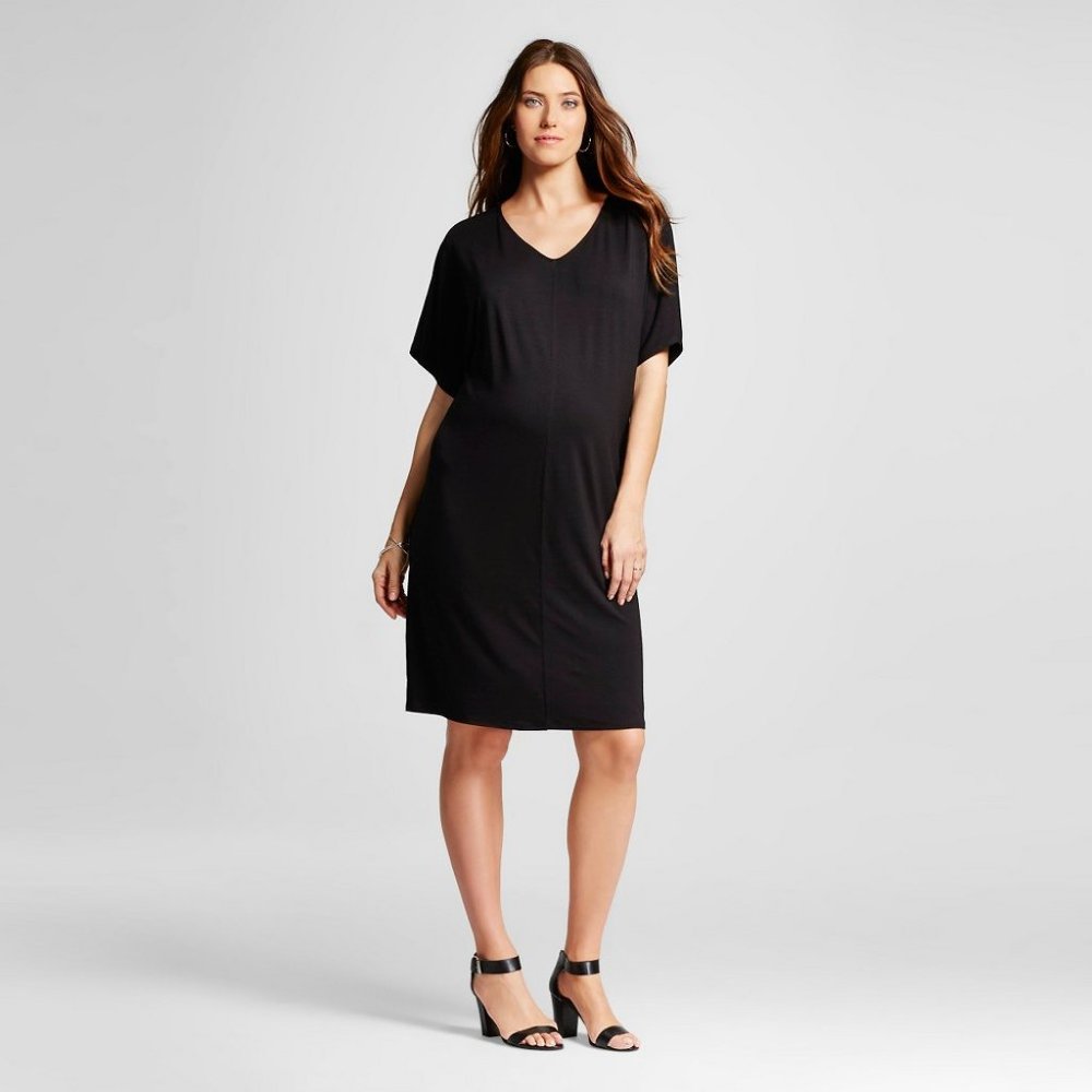 NEW! Liz Lange Maternity Midi Dress Ebony Black M